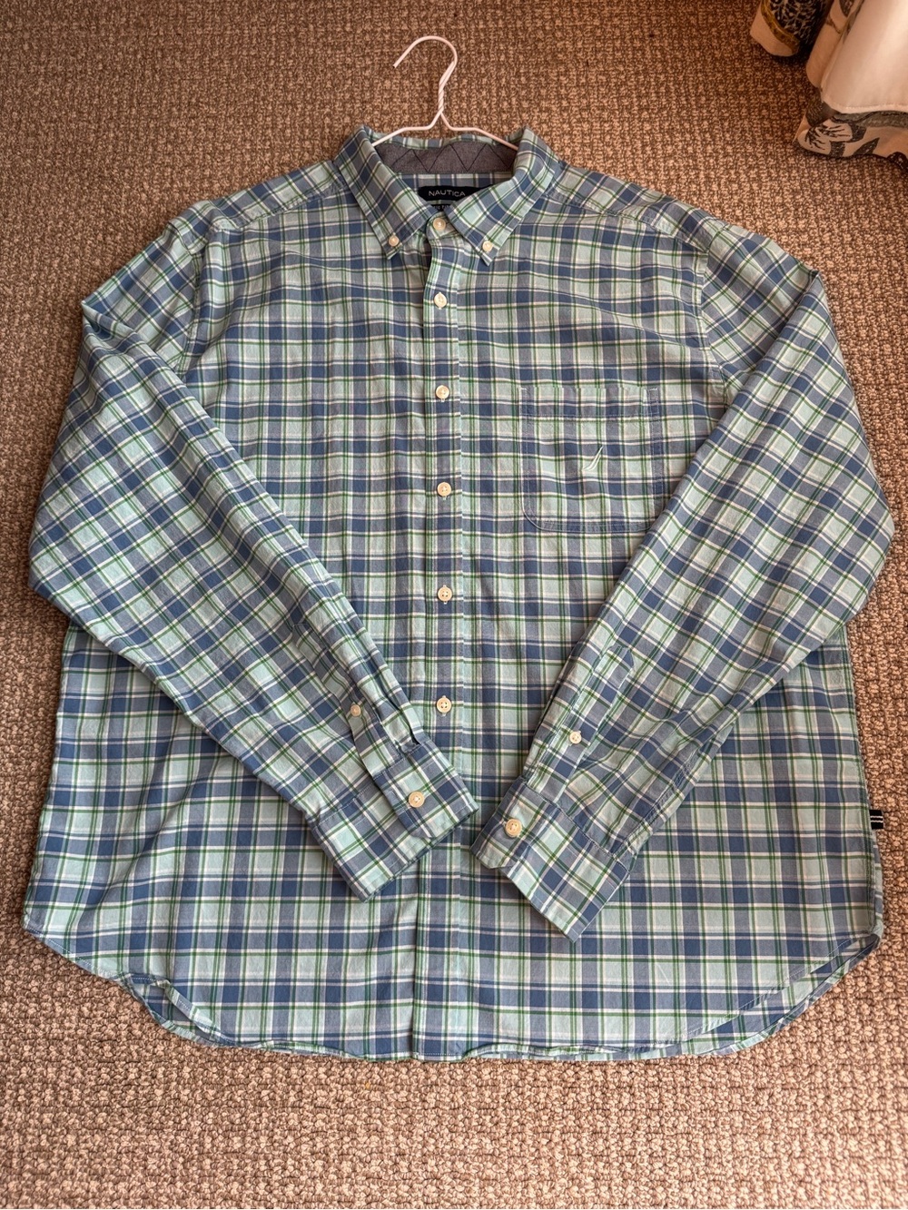 Nautica Green & Blue Plaid Long-Sleeve Button-Down Shirt